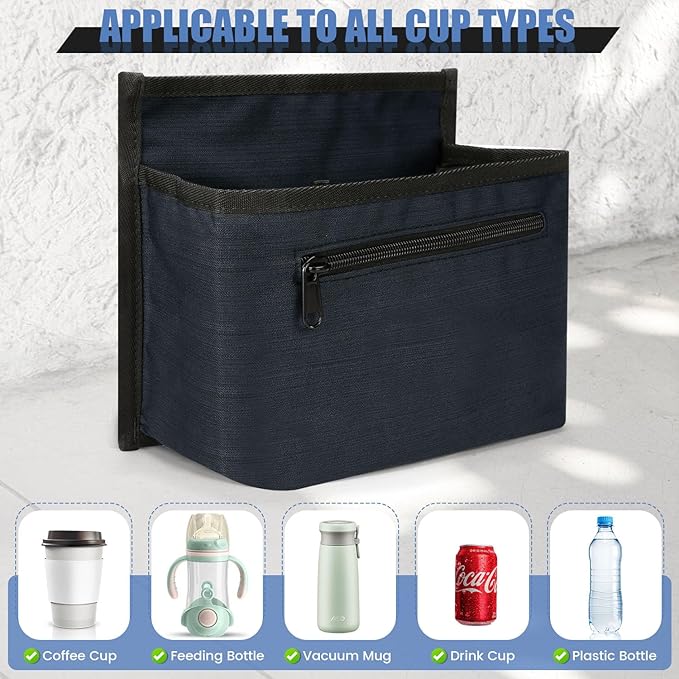 Luggage cup holder fits coffee cups, feeding bottles, vacuum mugs, drink cans and plastic water bottles
